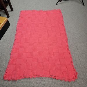 Hand crocheted boutique coral orange pink throw blanket baby blanket